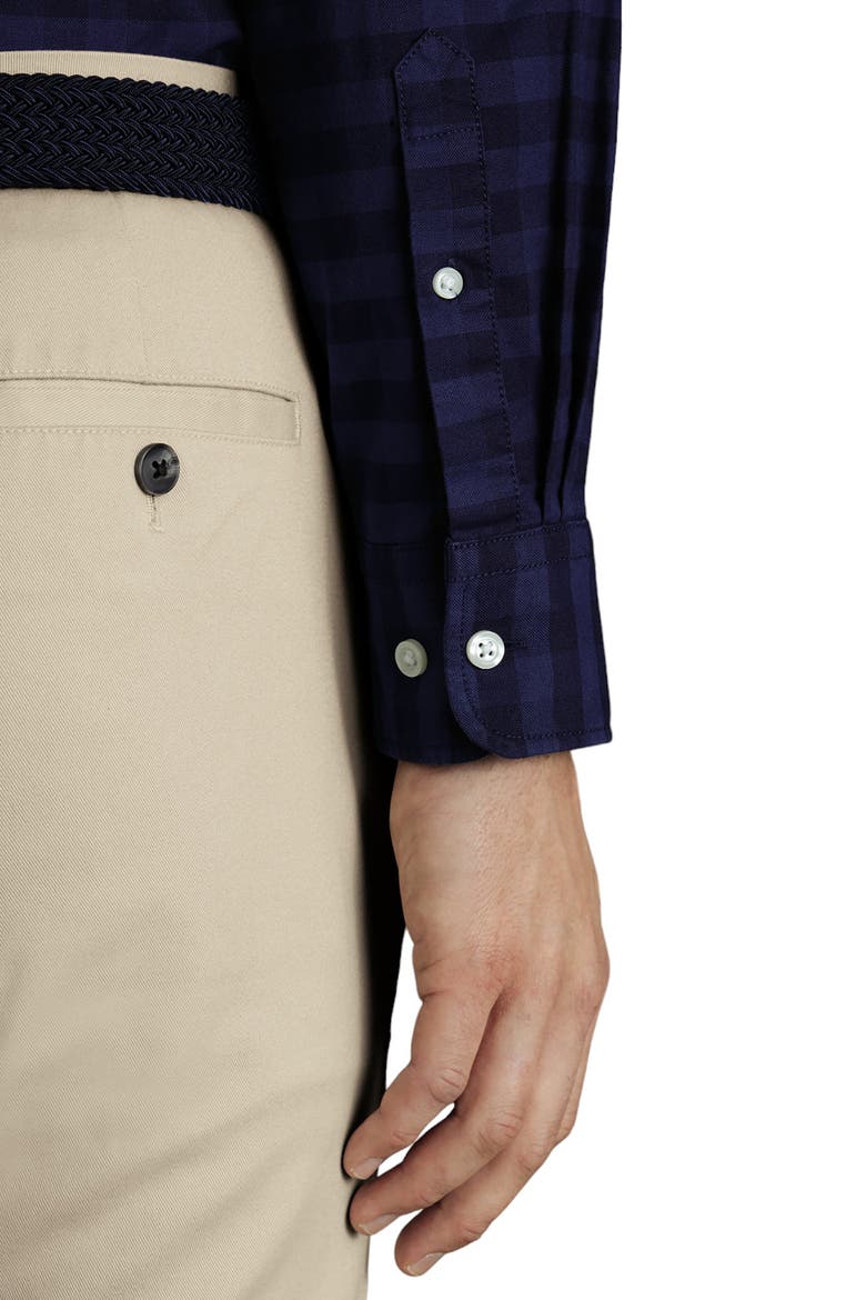 Slim Fit Button-Down Collar Washed Oxford Gingham Shirt, Alternate, color, Ink Blue