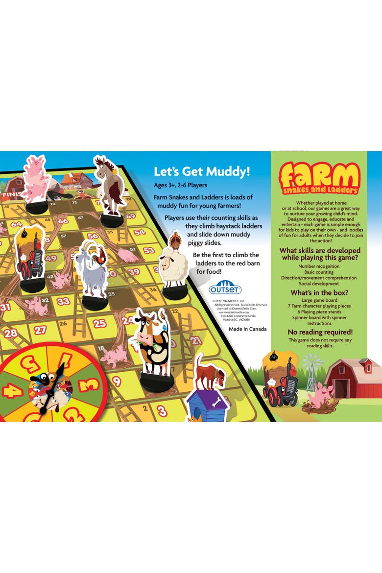 Farm Snakes And Ladders Board Game, Alternate, color, Multicolored