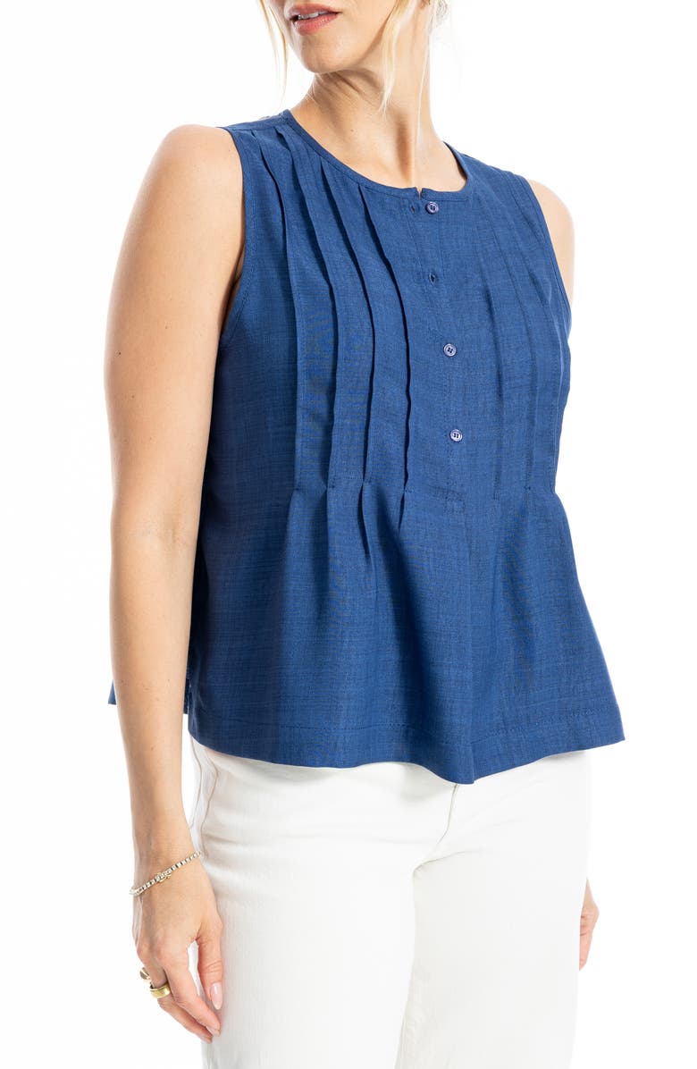 MAX STUDIO Pintuck Crinkle Sleeveless Top, Main, color, Ht Cobalt