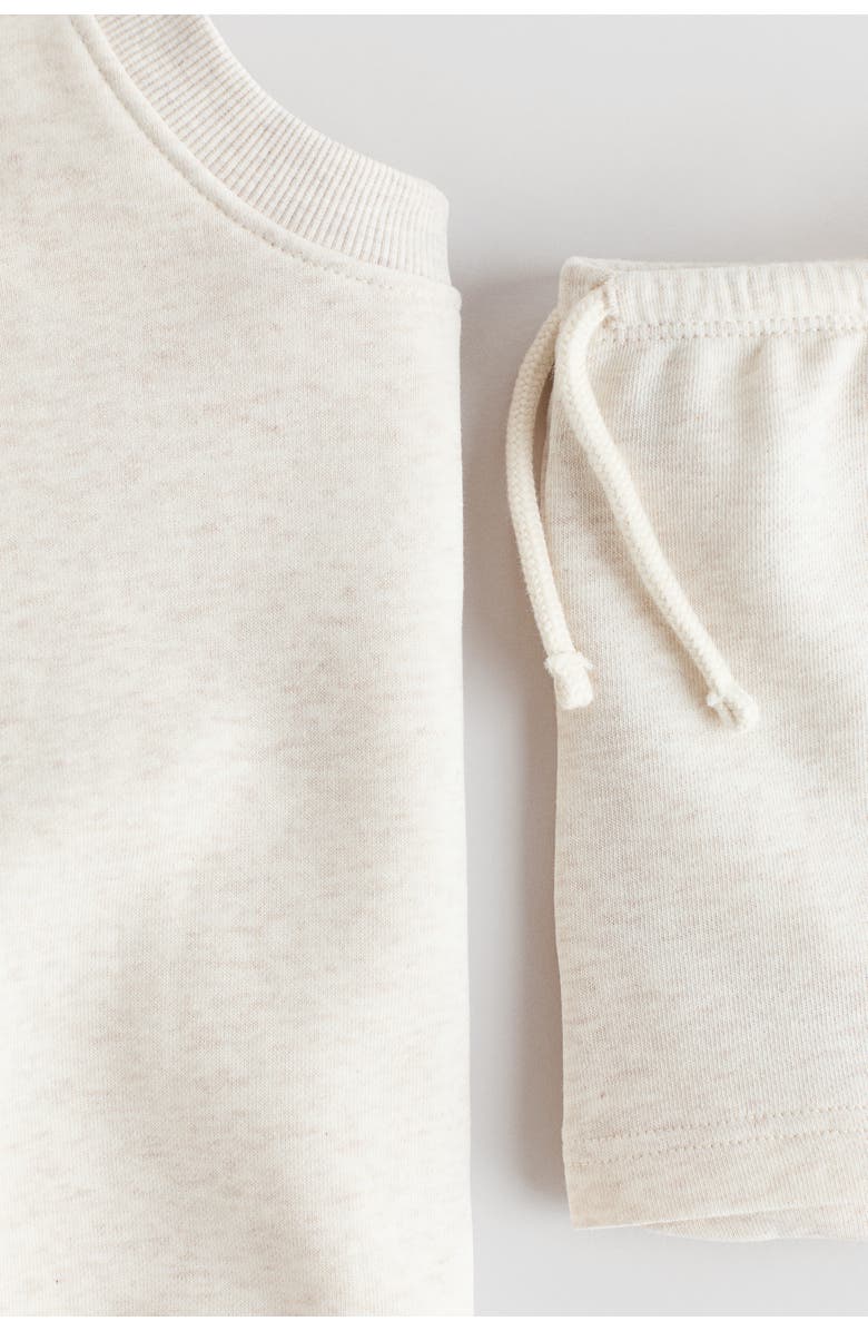 H&M 2-piece sweatshirt and sweatshorts set, Alternate, color, Light Beige Melange