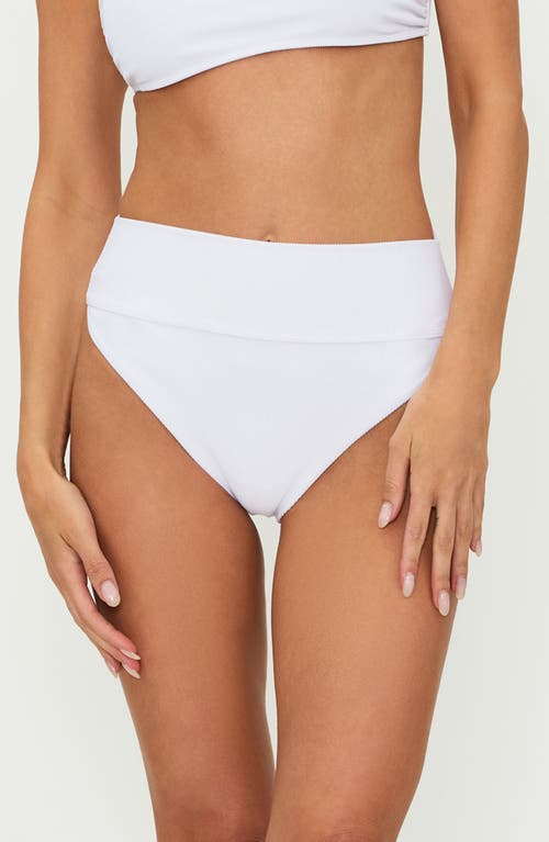 Beach Riot Highway High Waist Bikini Bottoms In White