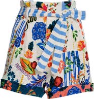 Agua Bendita Addison Citrus Belted Cover-Up Shorts