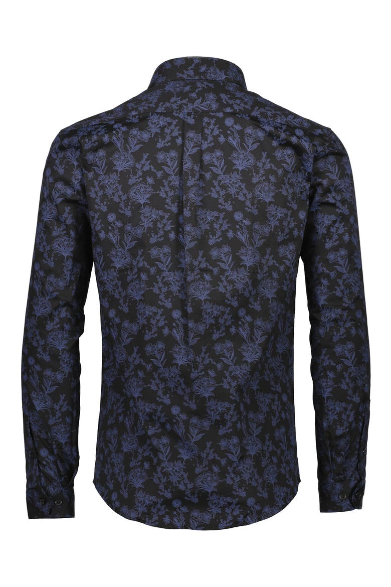 Long Sleeve Floral Printed Regular Fit Shirt, Alternate, color, BLACK