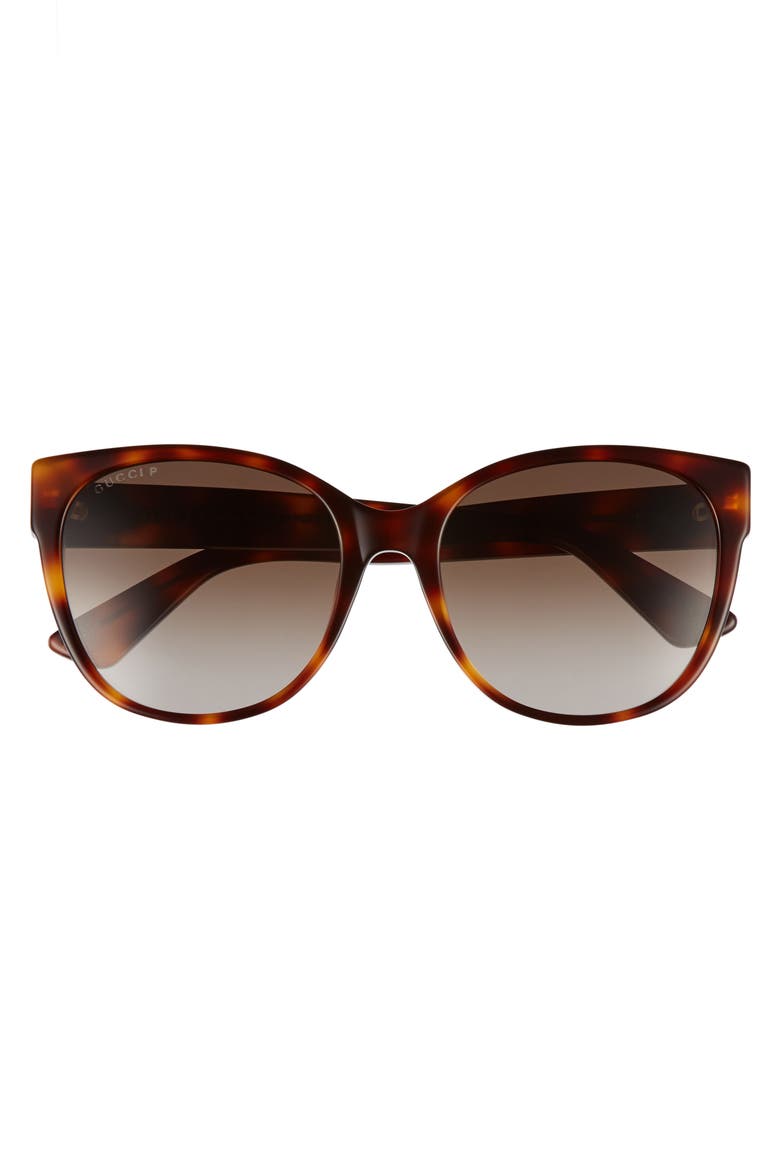 56mm Polarized Cat Eye Sunglasses, Alternate, color, HAVANA/ BROWN