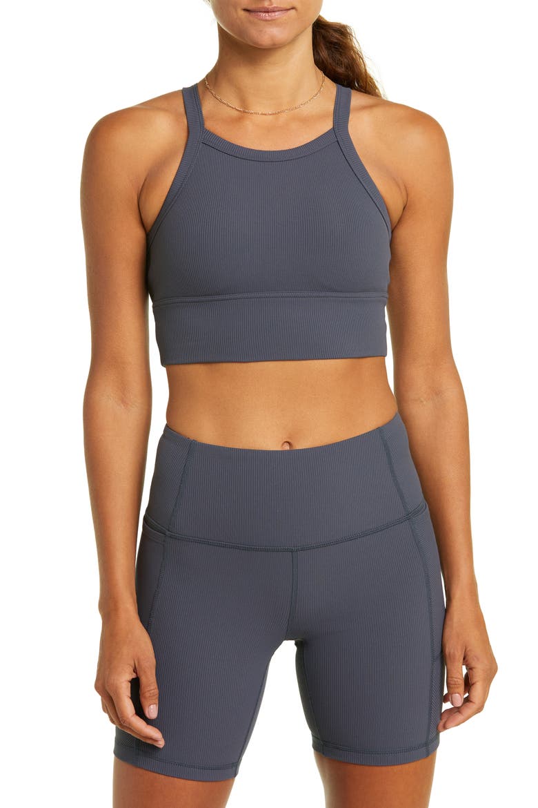 Live In Rib Longline Bra, Main, color, NAVY INDIA INK