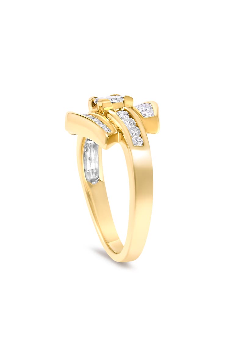 14K Yellow Gold 1.0 Cttw Princess Diamond Geometric Cocktail Ring, Alternate, color, Yellow Gold