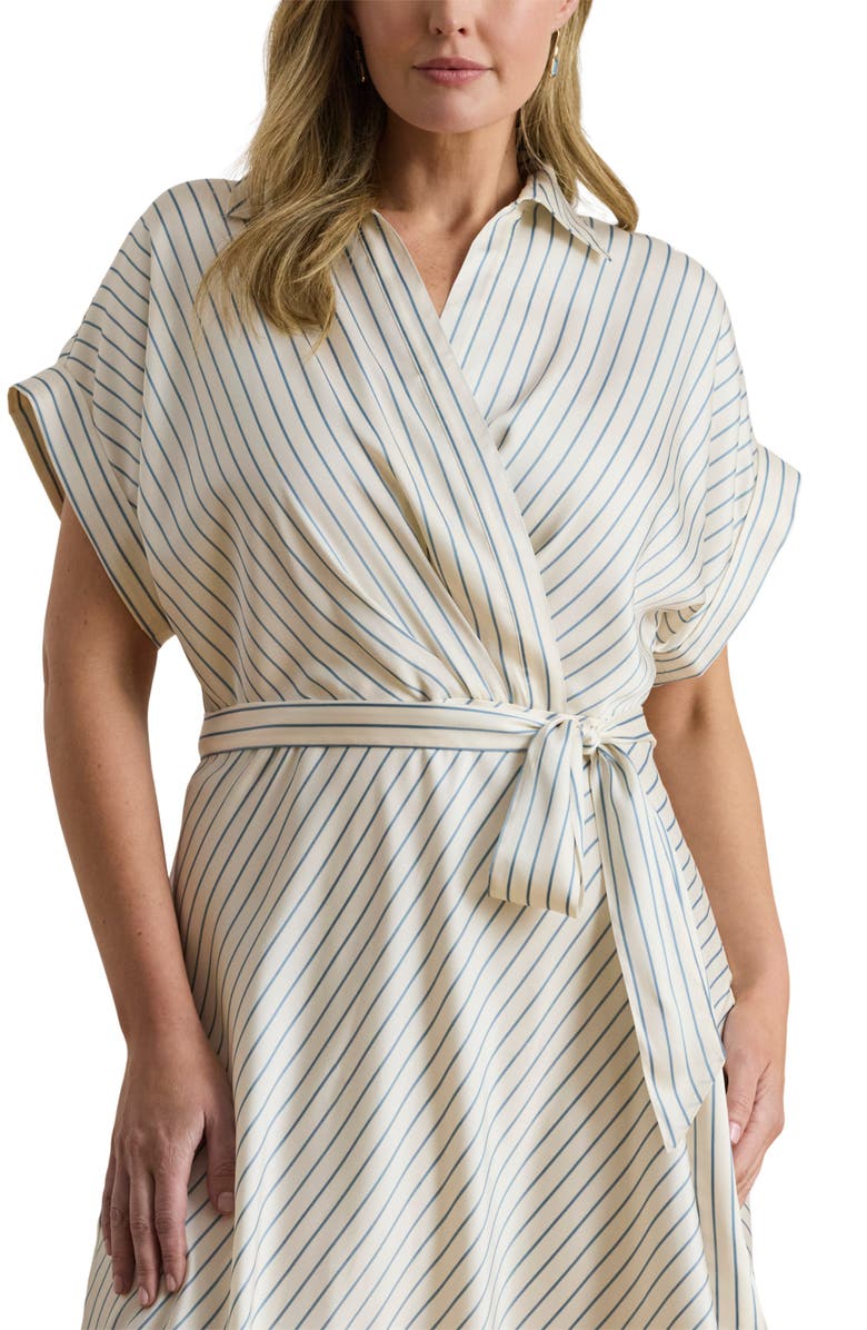 Lauren Ralph Lauren Stripe Twill Dress, Alternate, color, Cream Mu