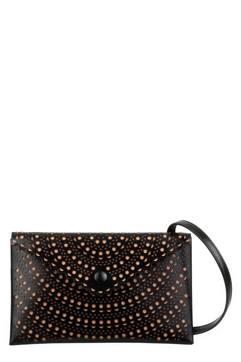 Louise 20 Leather Envelope Clutch, Main, color, NOIR/ SABLE