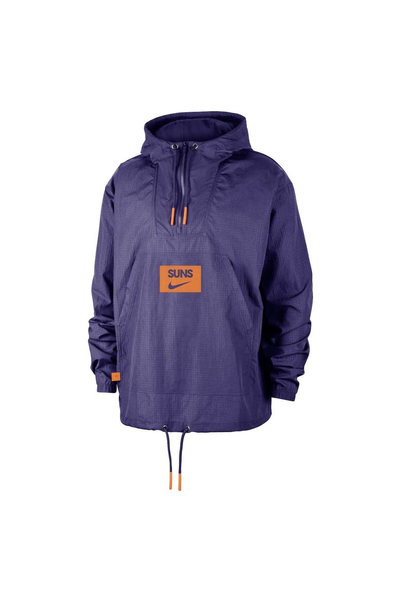 Men's Nike  Purple Phoenix Suns Courtside Premium Club Anorak Quarter-Zip Hoodie Jacket, Alternate, color, Purple