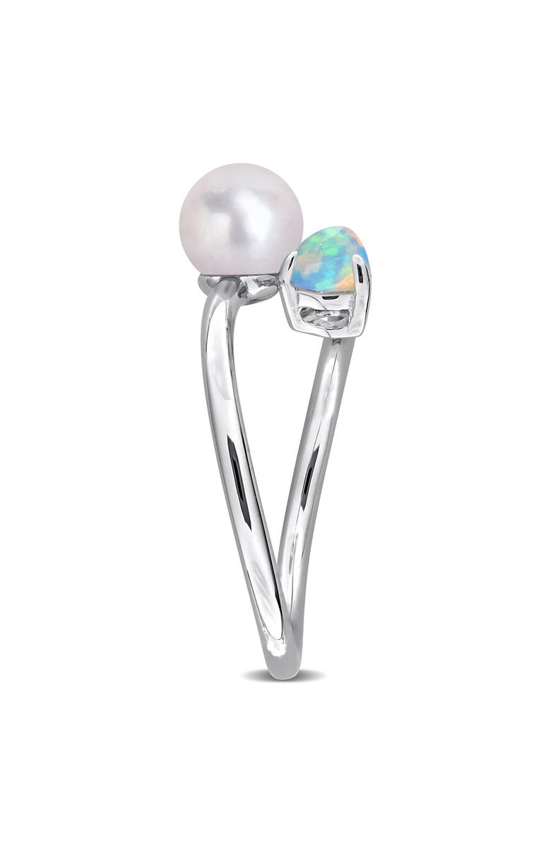 DELMAR Cultured Pearl & Ethiopian Opal Crossover Ring, Alternate, color, Blue