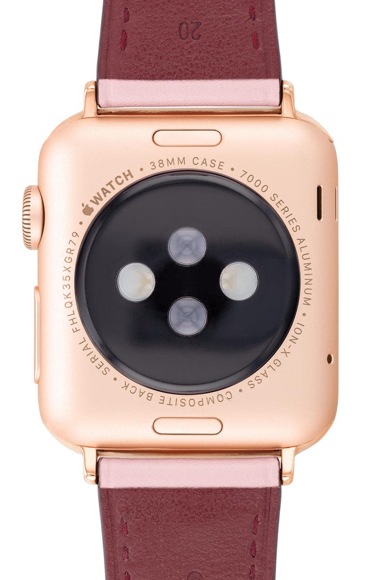 COACH Leather Apple Watch<sup>®</sup> Watchband, Alternate, color, 