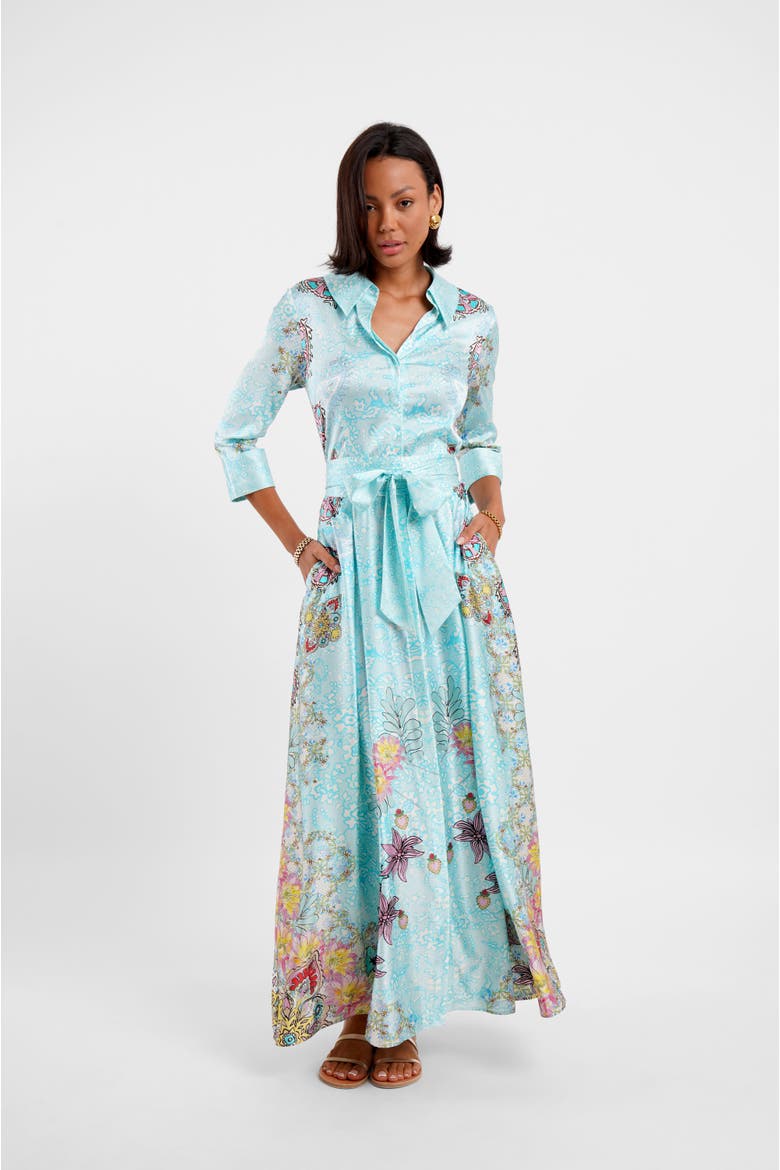Belted Maxi Shirt Dress - "Floral Medley", Alternate, color, Flora Medley