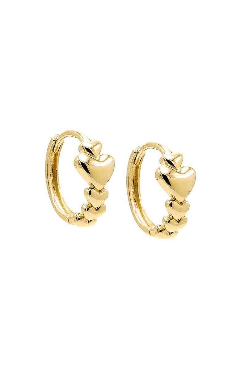 BY ADINA EDEN Solid Hearts Graduated Huggie Earring 14K, Main, color,