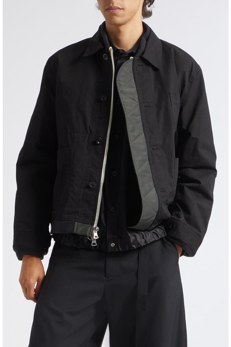 Reversible Nylon Twill & Ripstop Jacket, Main, color, BLACK/ DARK KHAKI
