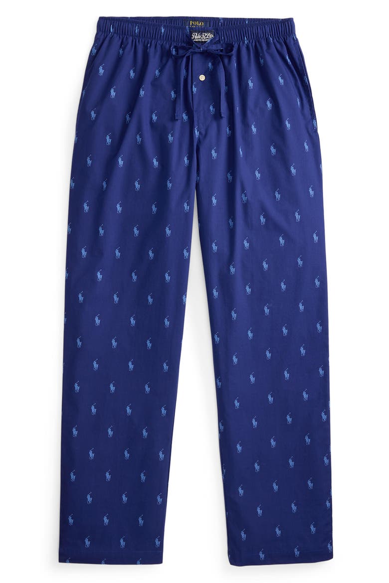 Pony Print Cotton Pajama Pants, Alternate, color, FALL ROYAL/ BLUE FLOWER AOPP