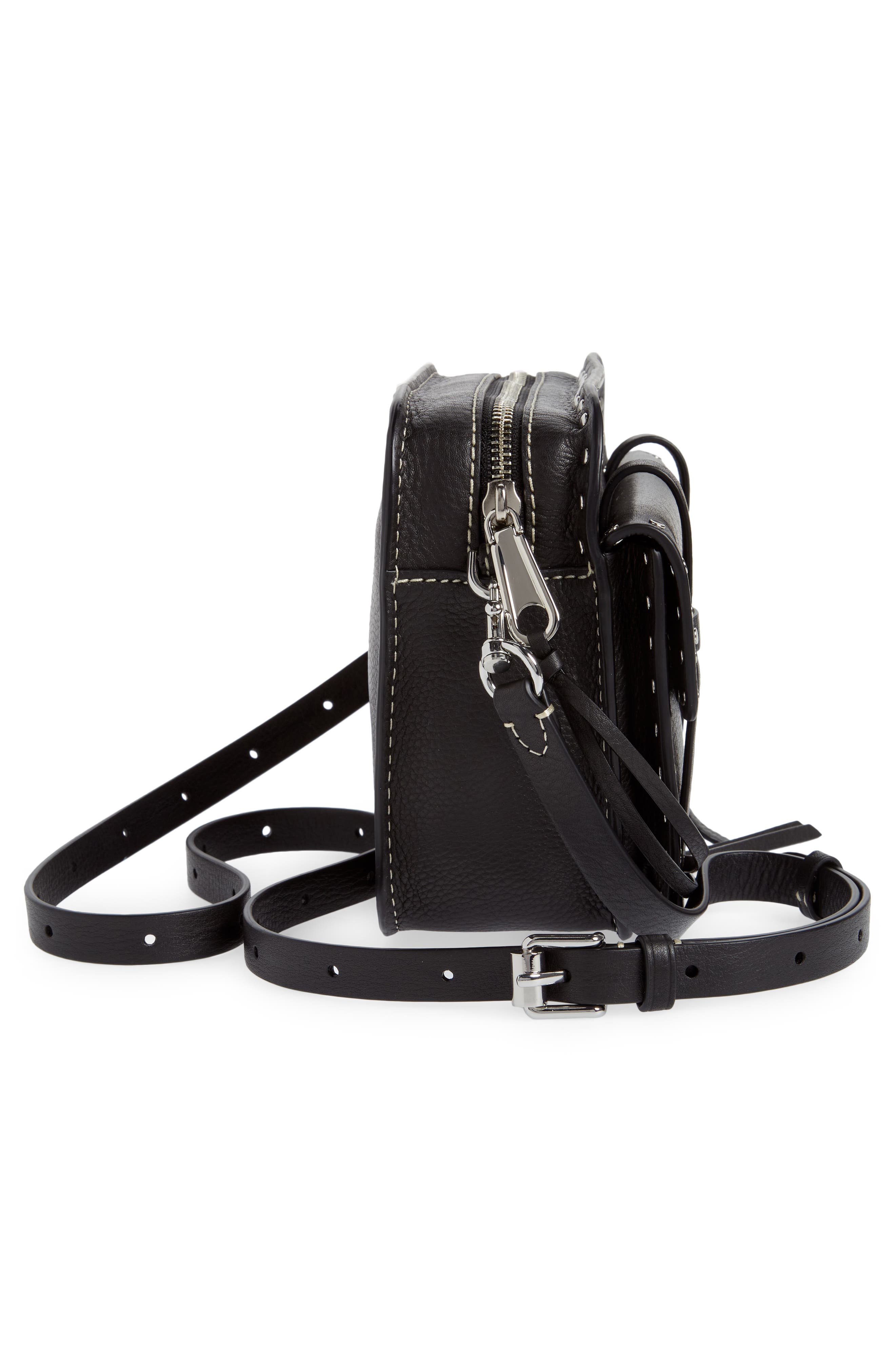Nanine Leather Crossbody Bag, Alternate, color, BLACK