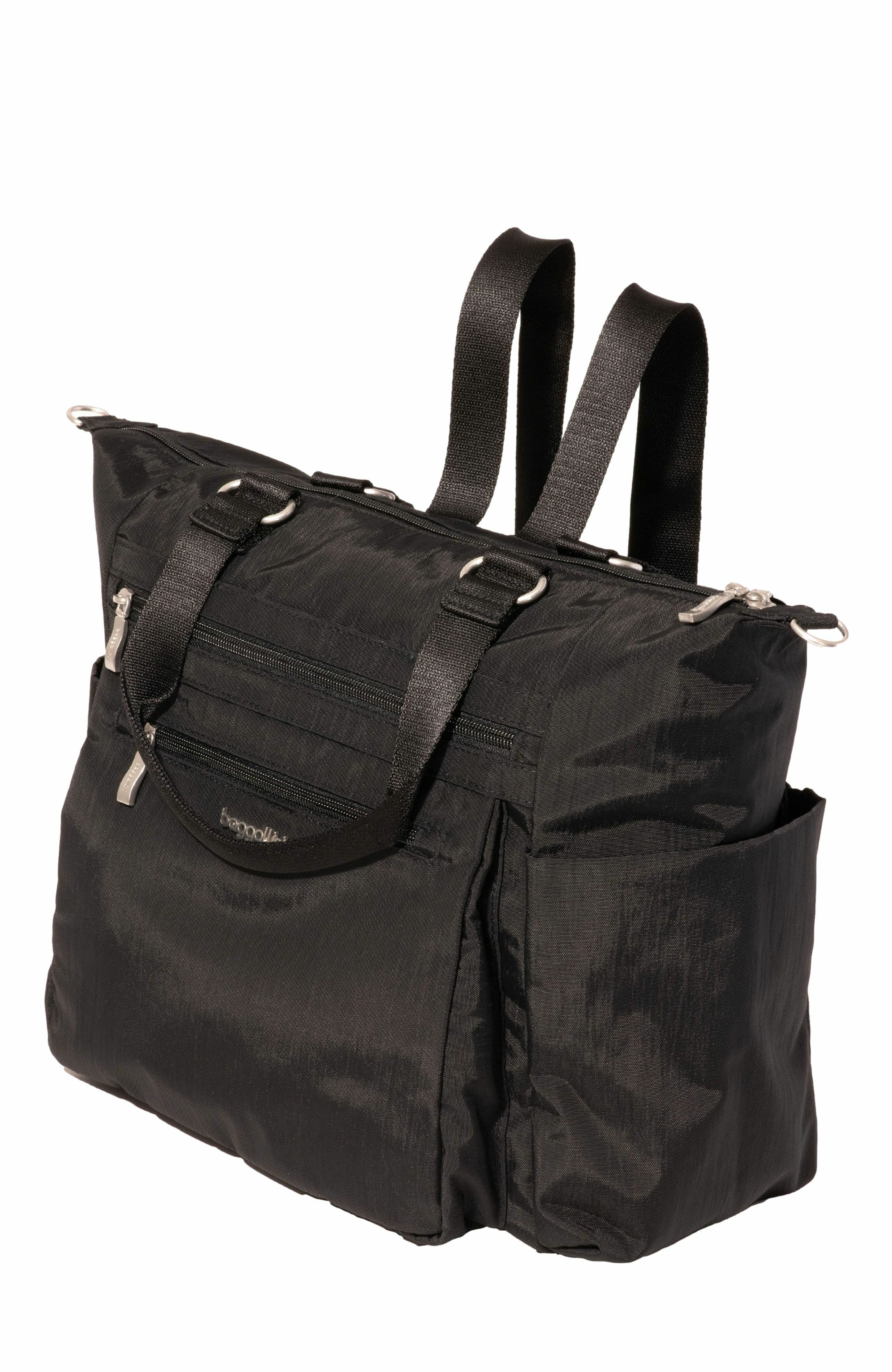 BAGGALLINI Trifecta Convertible Backpack with RFID Wristlet, Alternate, color, Black