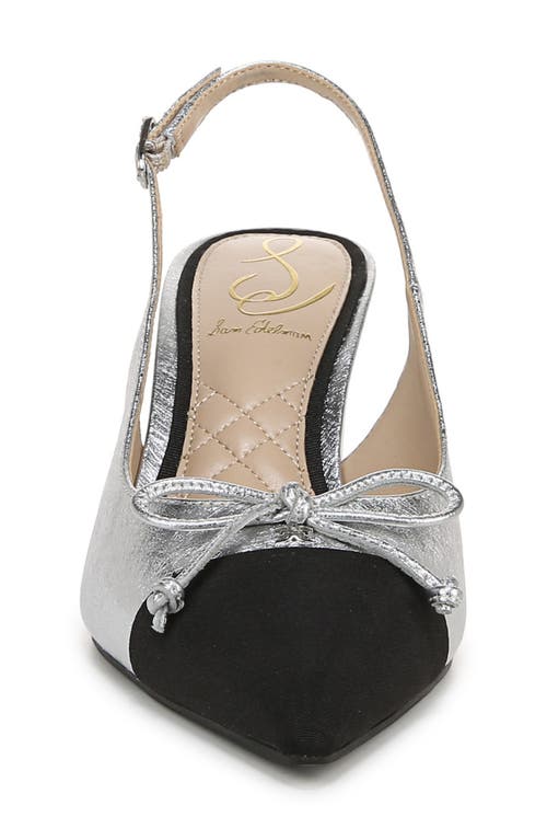 Sam Edelman Women's Willette Bow Slingback Pumps In Soft Silver/black