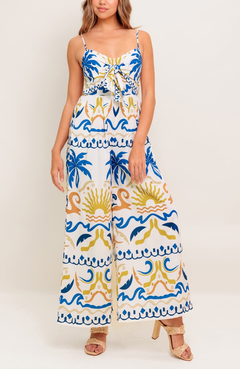 FLYING TOMATO Tie Front Jumpsuit, Alternate, color, 