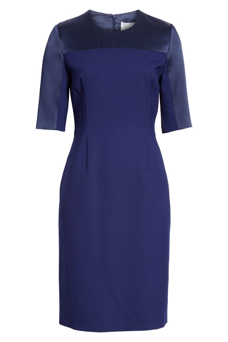 Danufa Stretch Wool Sheath Dress, Alternate, color, INK BLUE