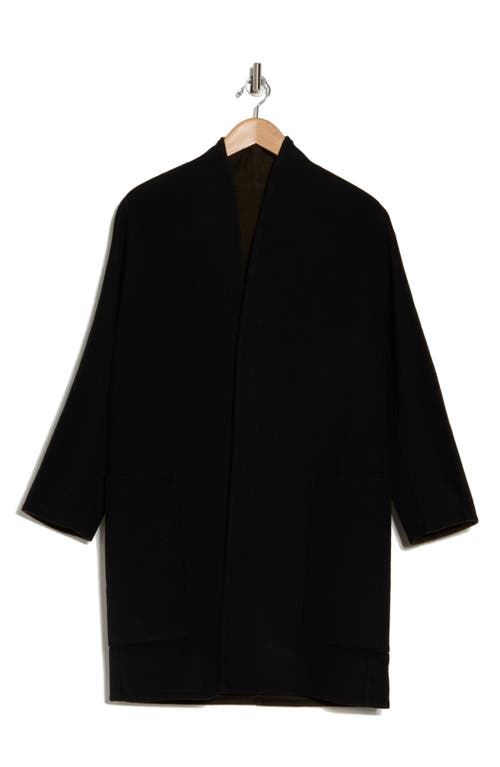 Vince Reversible Collarless Wool Blend Coat In Black