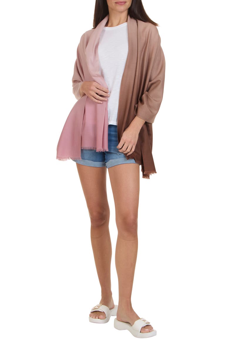 Dip Dye Wool & Cashmere Scarf, Alternate, color, DARK PINK