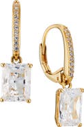 Nadri Modern Luv Emerald Cut Cubic Zirconia Drop Earrings