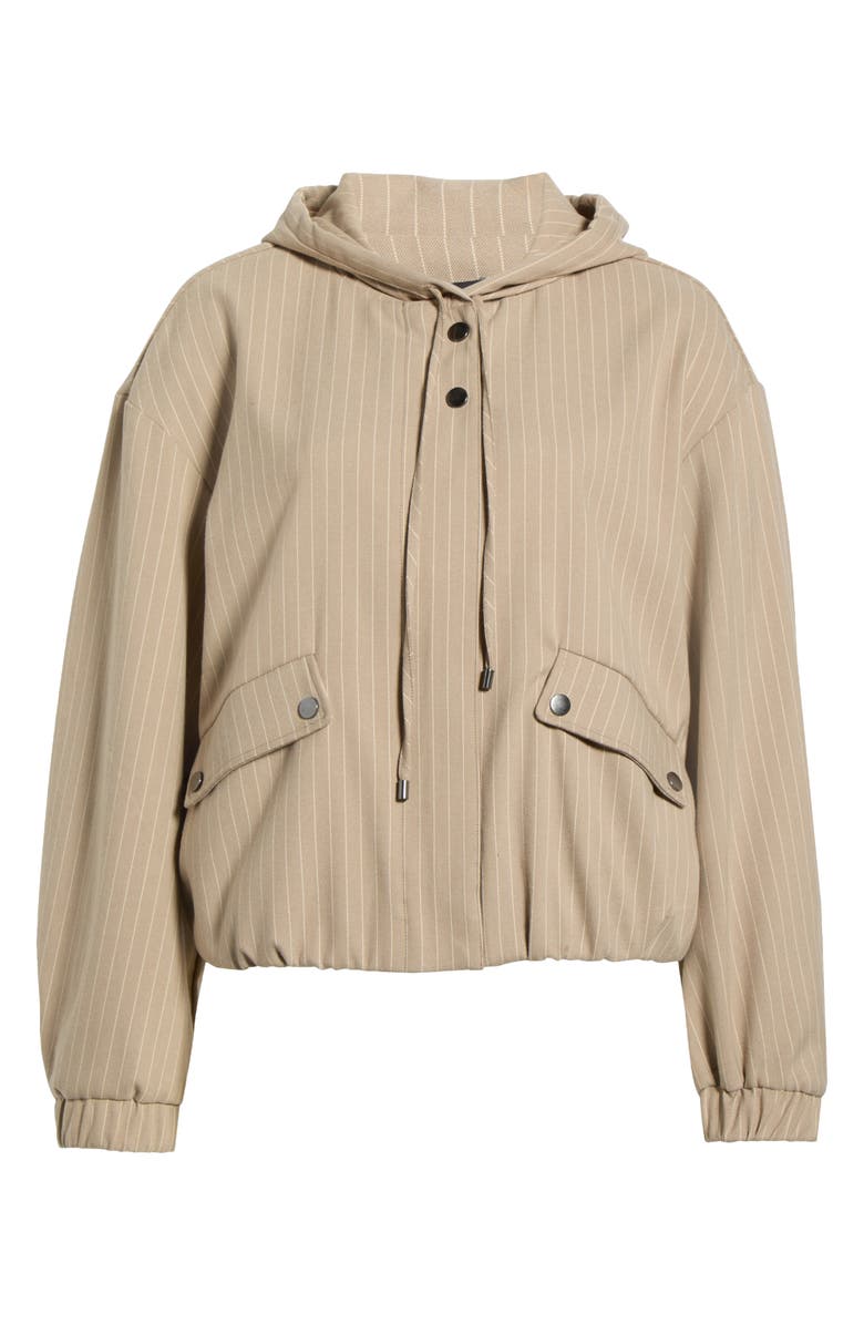 Vince Camuto Pinstripe Hooded Jacket, Main, color, Toffee