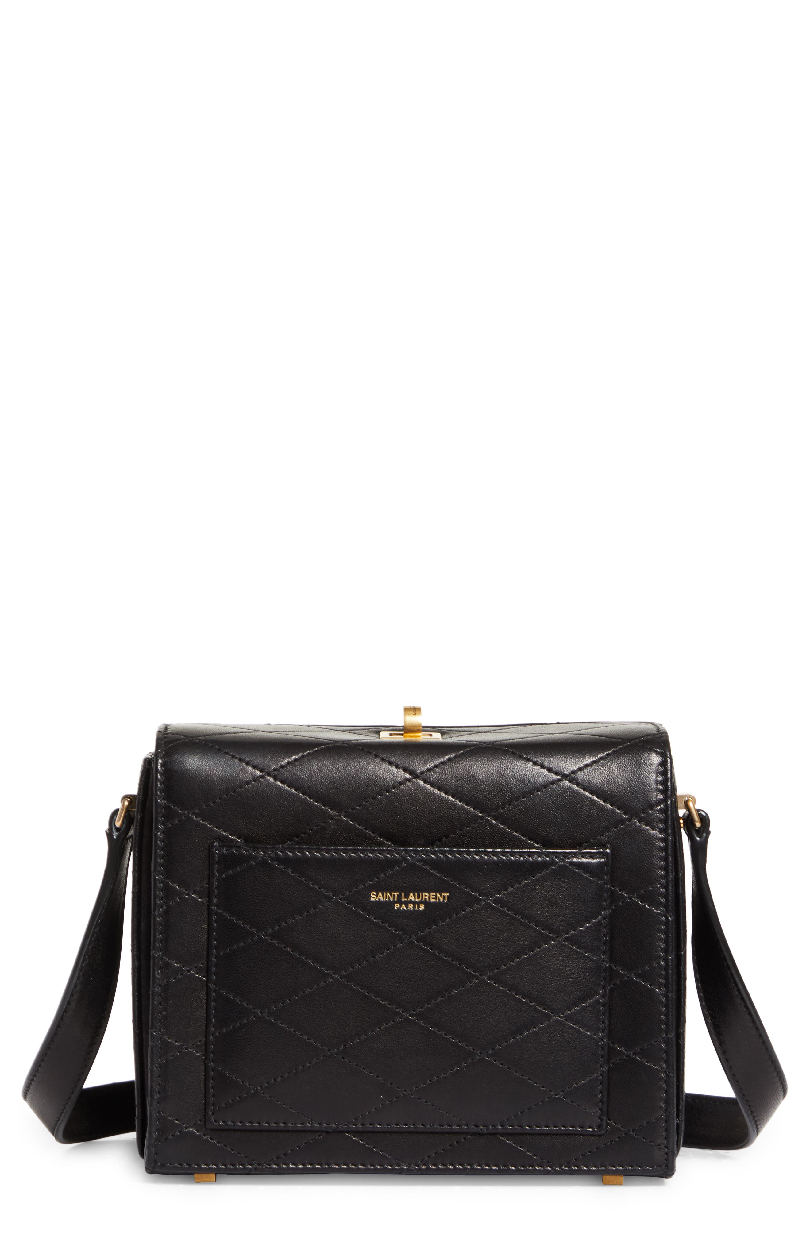 Saint Laurent Mini Square Quilted Leather Crossbody Bag, Main, color, 