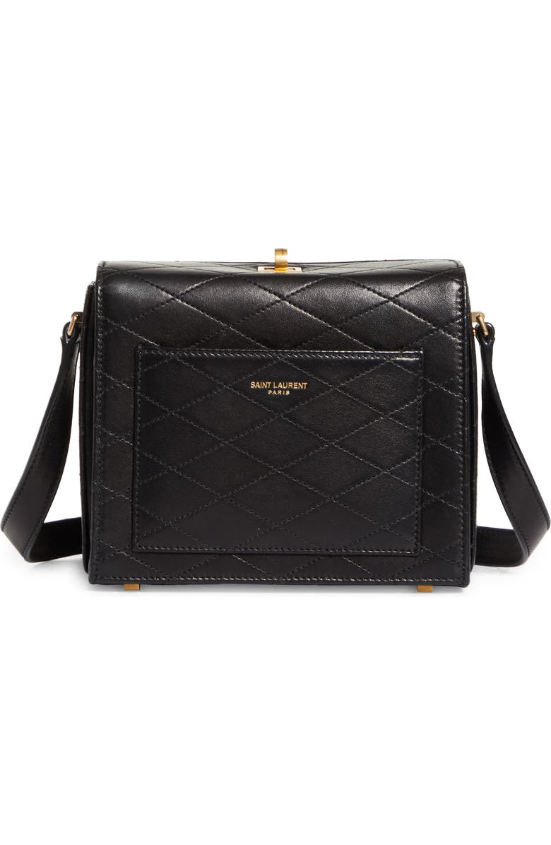 Saint Laurent Mini Square Quilted Leather Crossbody Bag, Main, color,