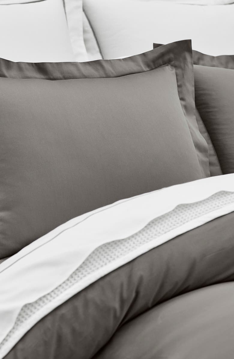 Boll & Branch Percale Hemmed 300 Thread Count Duvet Cover & Shams Set, Alternate, color, Stone