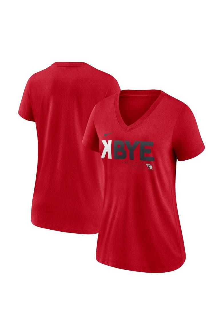 Women's Cleveland Guardians Red Nike K-Bye Tri-Blend V-Neck T-Shirt, Alternate, color, Red