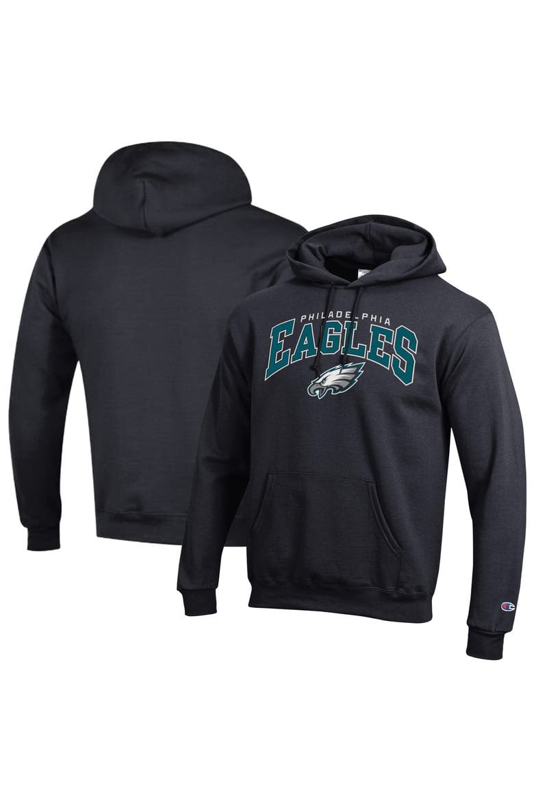 Men's Champion Black Philadelphia Eagles Powerblend Arch over Logo Hoodie, Main, color, Black