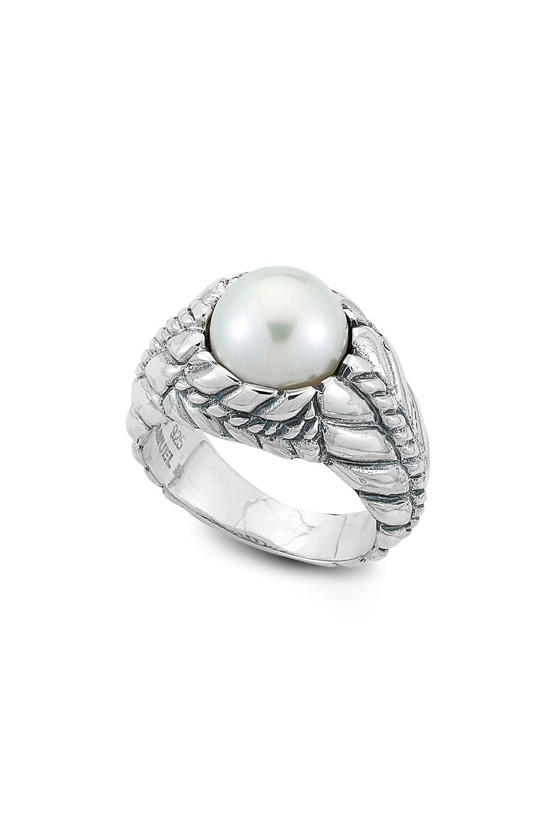 Round Freshwater Pearl Ring, Main, color, WHITE