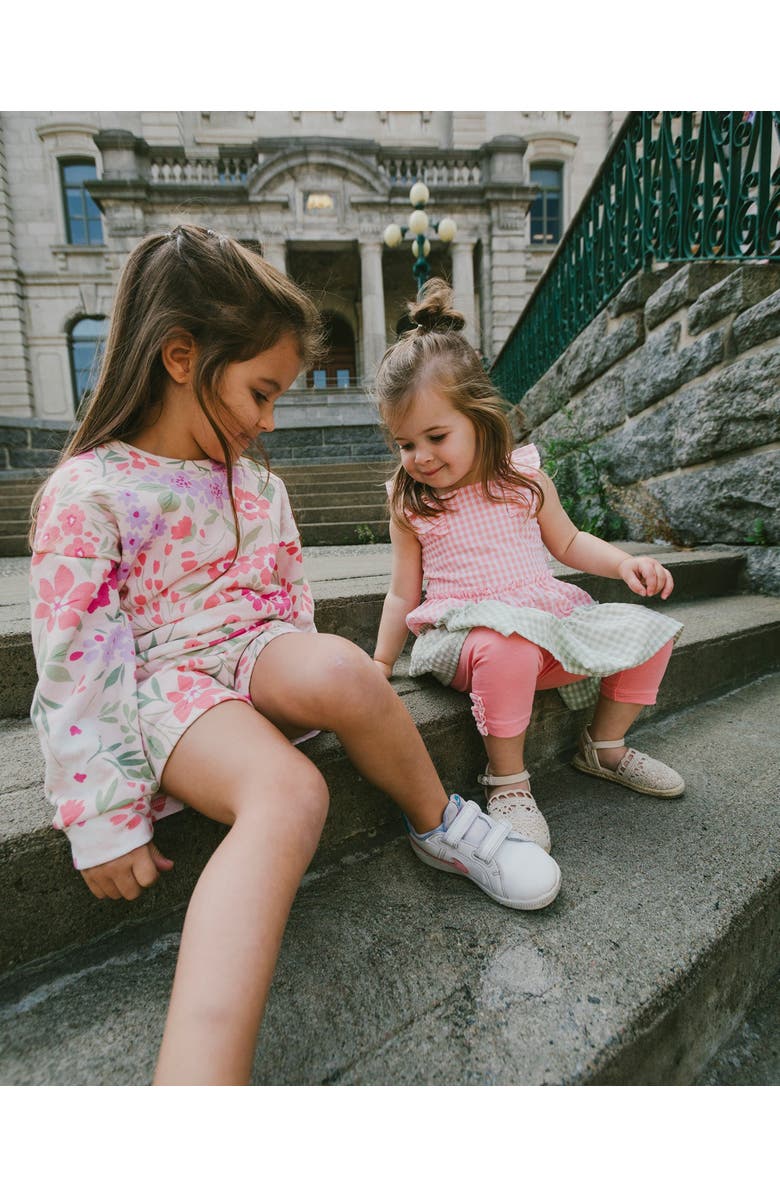 Deux par Deux Straight Cut French Terry Flowers Shorts, Alternate, color, Pink Printed Flowers