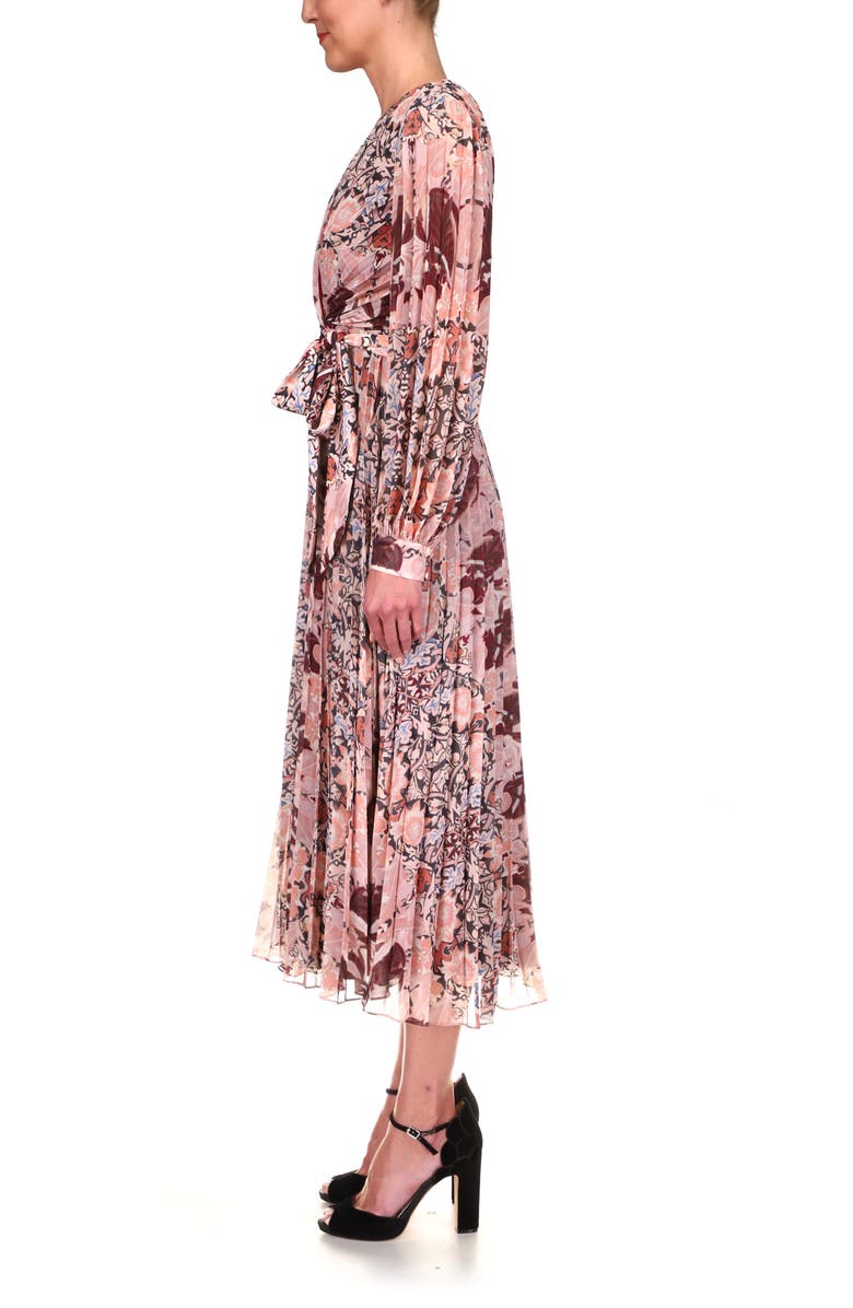 Badgley Mischka Collection Badgley Mischka Long Sleeve Floral Print Evening Dress, Alternate, color, 