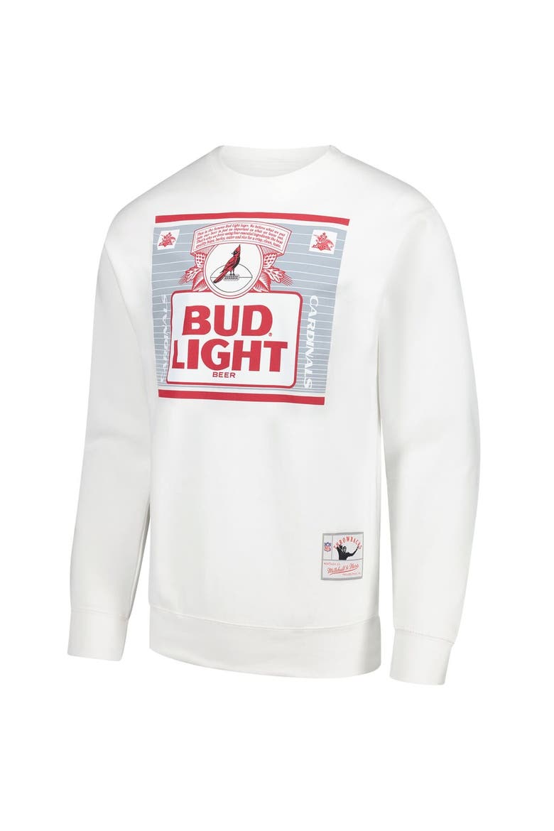 Men's Mitchell & Ness x Bud Light White Arizona Cardinals The Crest Pullover Sweatshirt, Alternate, color, White