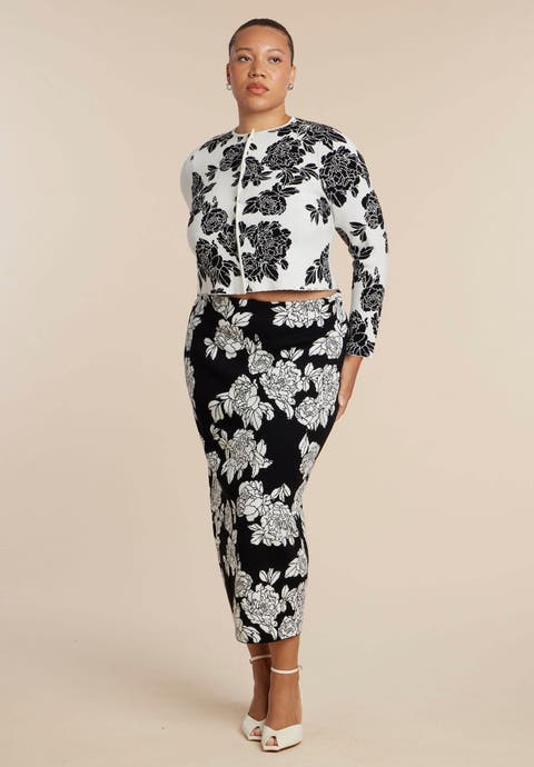 Floral Intarsia Sweater Skirt (Plus)