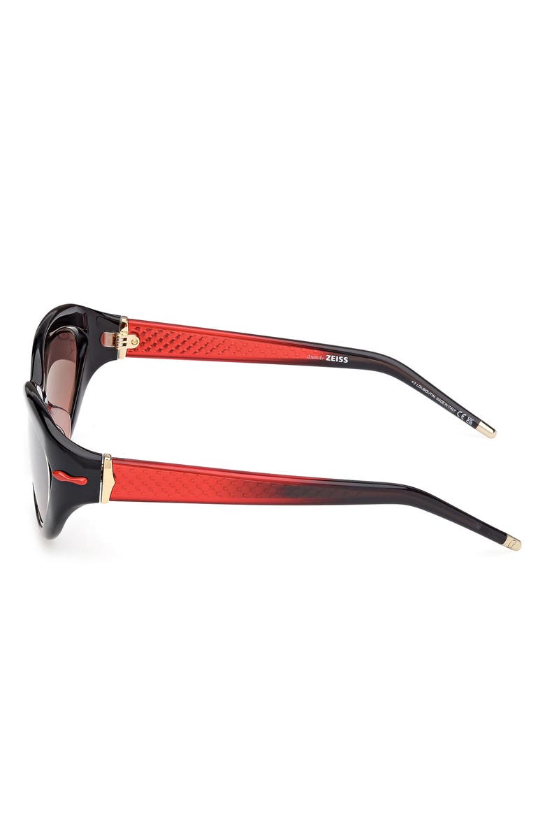 Christian Louboutin So Kate 55mm Gradient Cat Eye Sunglasses, Alternate, color, Black / Red / Zeiss Red