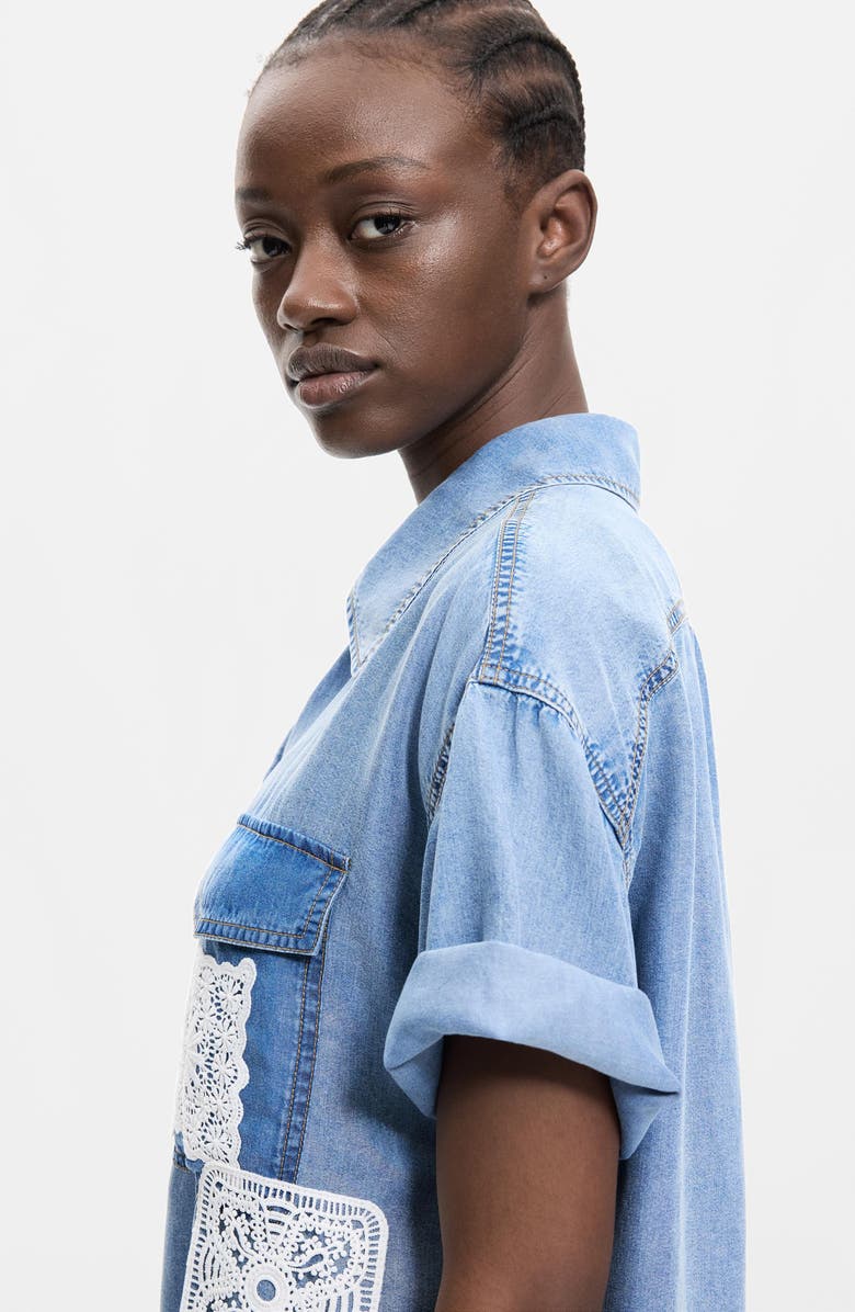 Desigual Patchwork Denim Shirt, Alternate, color,