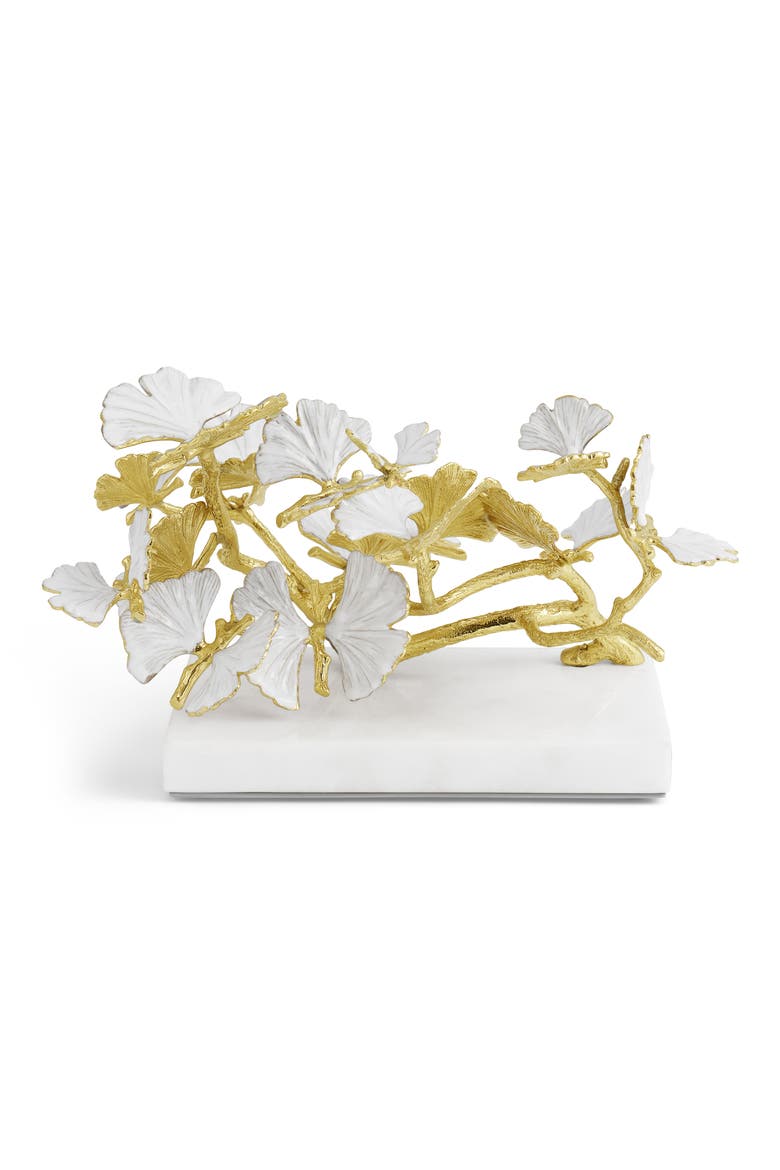 Butterfly Ginkgo Sculpture, Alternate, color, WHITE/ GOLD
