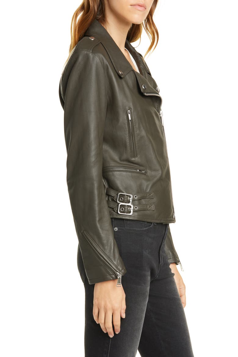 PCH Leather Moto Jacket, Alternate, color, DEEP MOSS