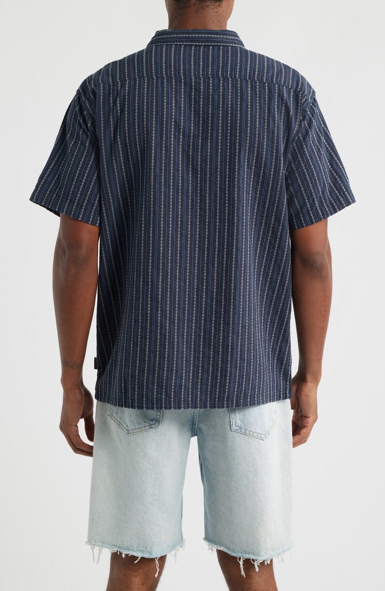 Billabong Garage Sandon Mixed Stripe Jacquard Short Sleeve Button-Up Shirt, Alternate, color, True Navy
