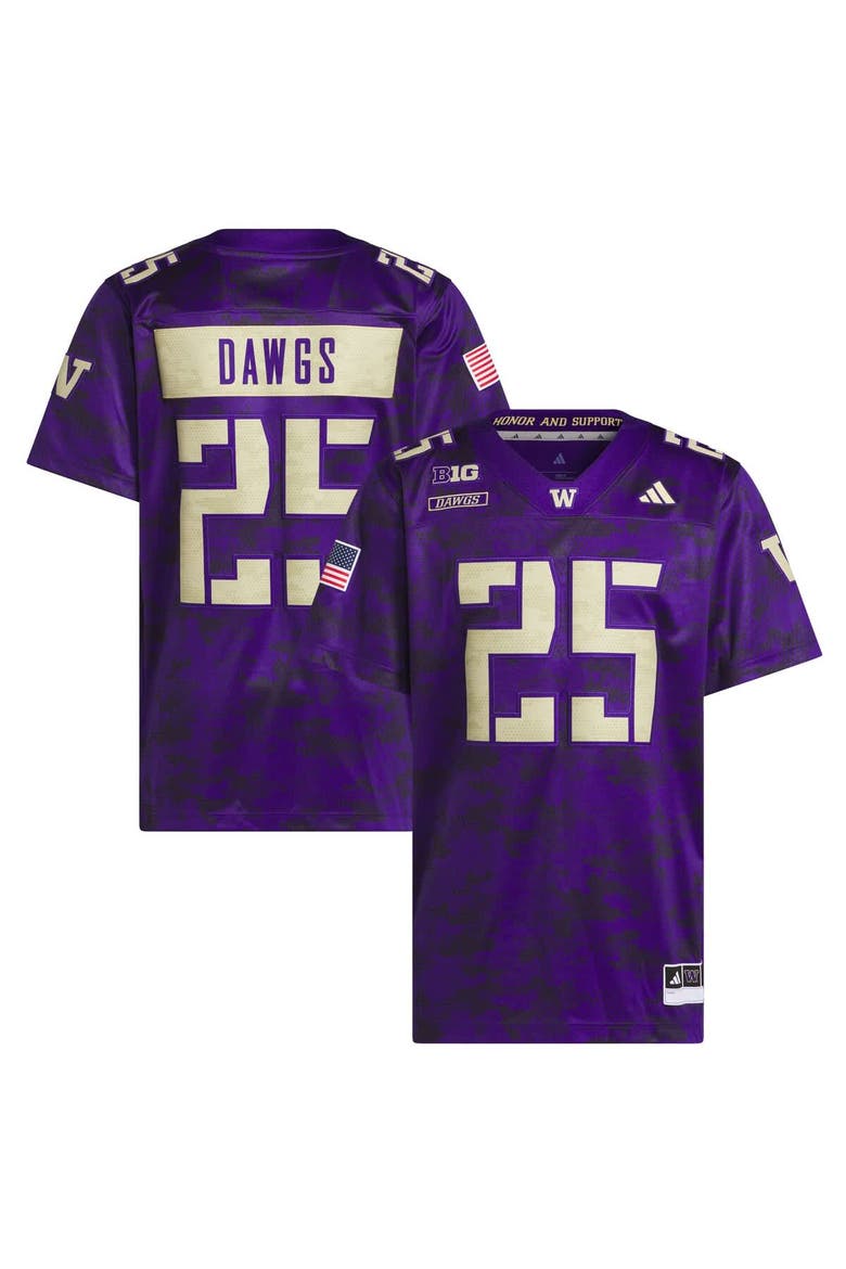 Men's adidas #25 Purple Washington Huskies Honor & Support Premier Strategy Jersey, Main, color, Purple
