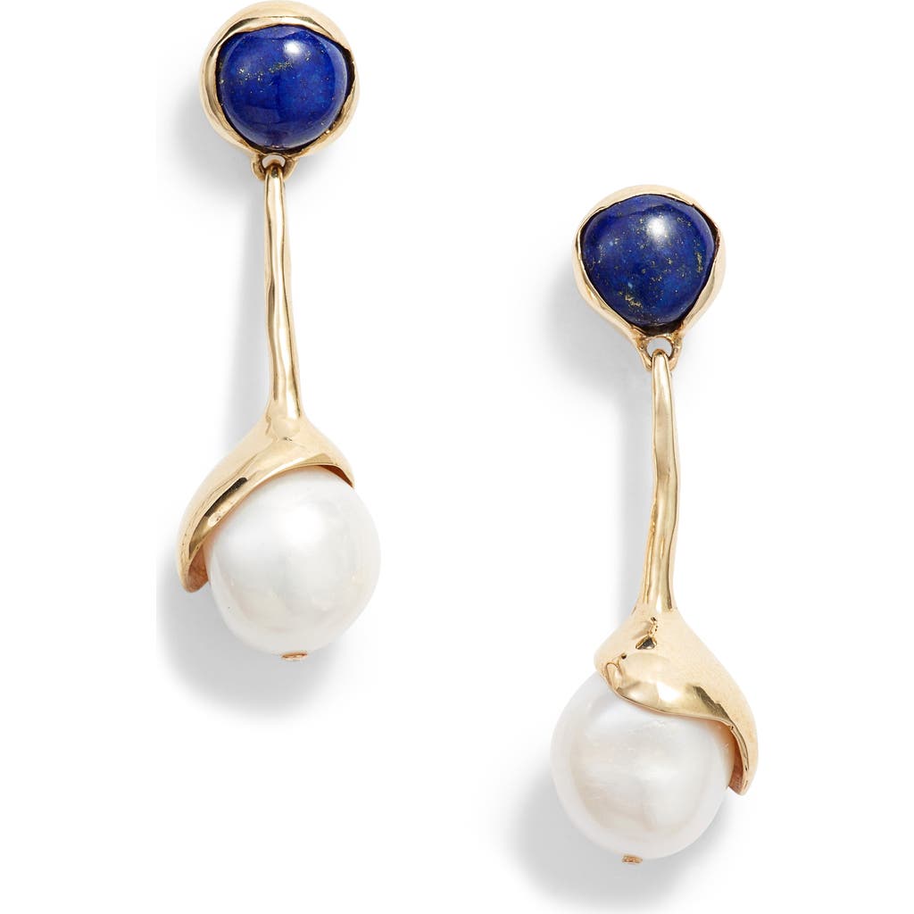 FARIS Sappho Drop Earrings in Bronze /Lapis /Pearl  product