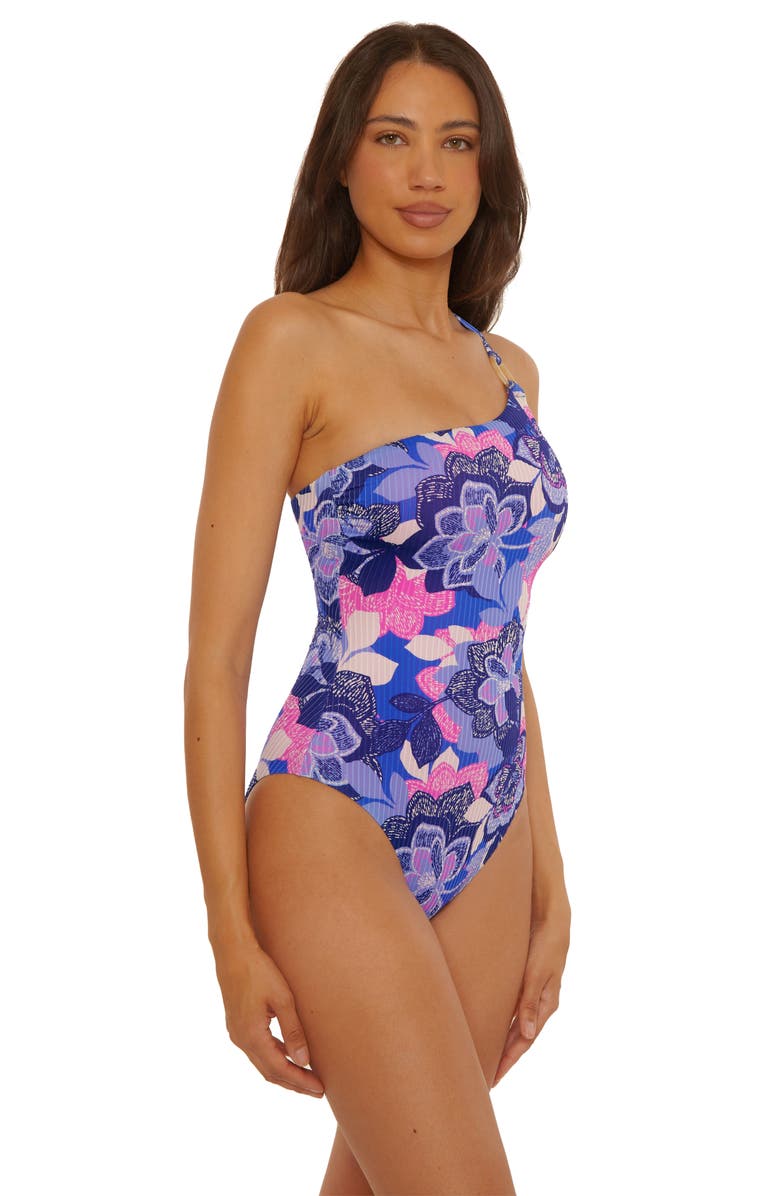 Becca Lanai Strappy Rib One-Piece Swimsuit, Alternate, color, Blue Multi