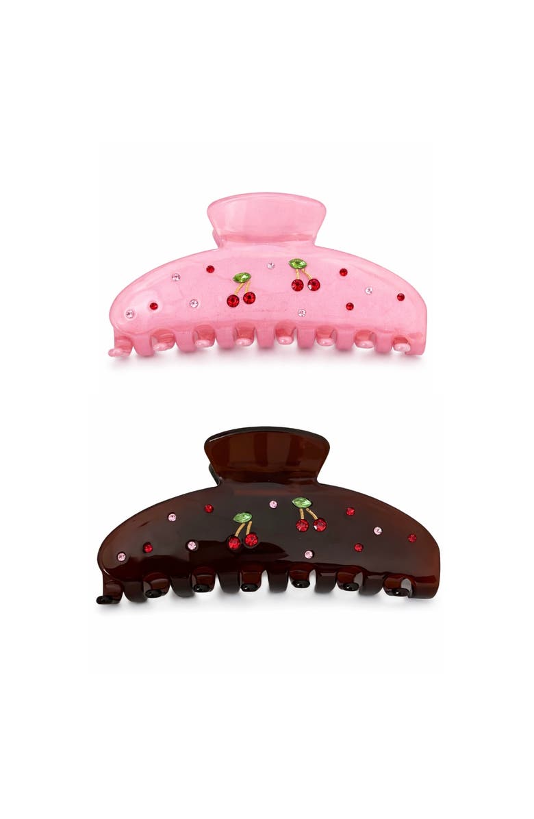 Donatello Gian 2pk Cherry Hair Claw Clips, Main, color, Brown