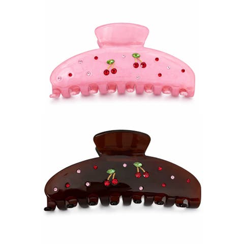 2pk Cherry Hair Claw Clips