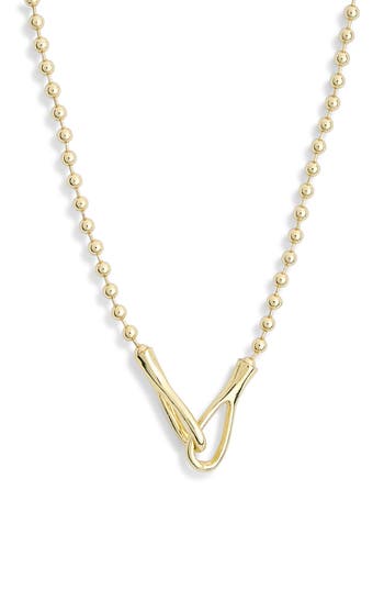 Nordstrom Rack Demi Fine Ball Chain Interlocking Link Pendant Necklace In Gold
