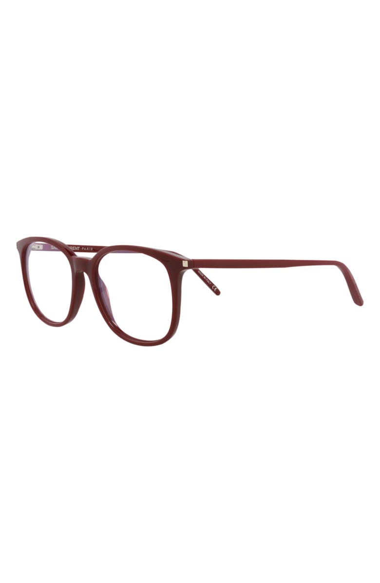 Saint Laurent 52mm Round Optical Glasses, Alternate, color, Burgundy Burgundy Transparent